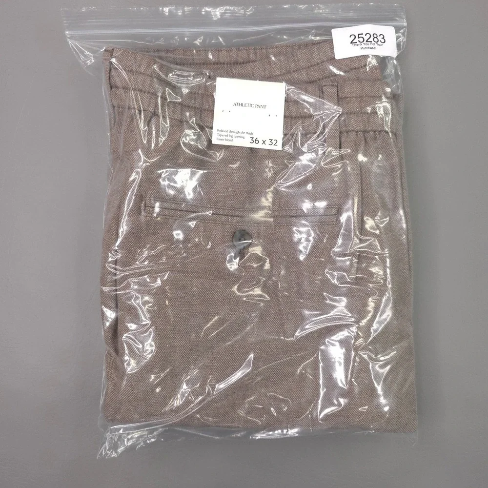 Banana Republic Pants Men 36x29 Brown Linen Cotton Athletic Tapered Chino Casual